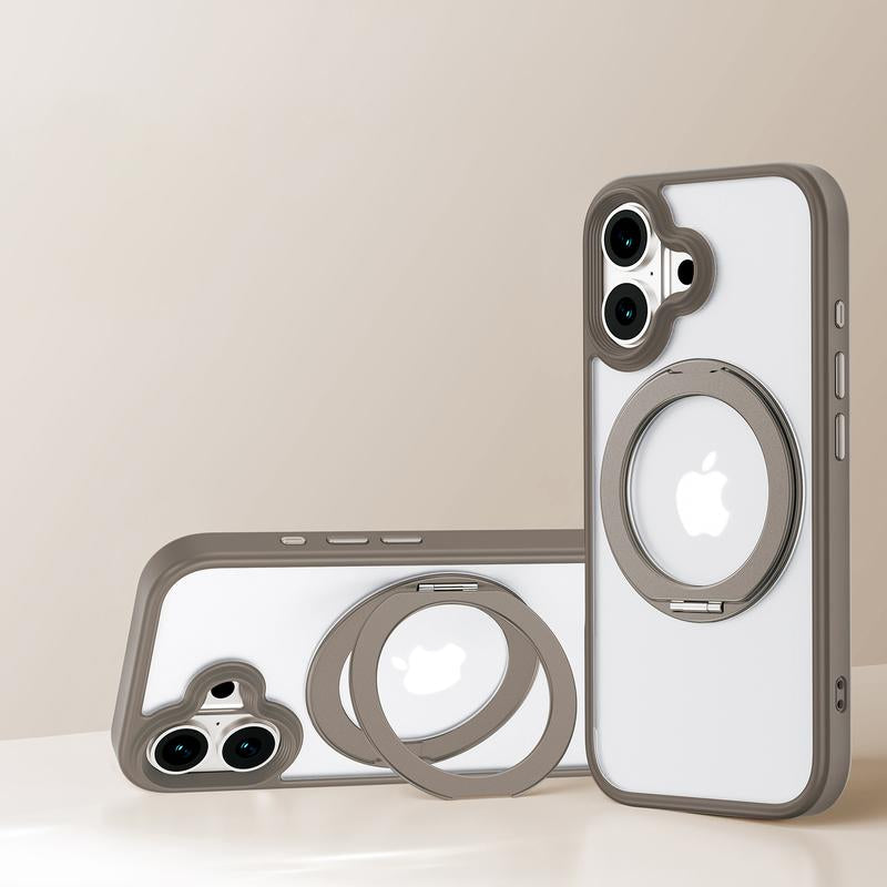 Iphone 17 Pro Max Case Military-Grade Drop Protection Magsafe Compatible 360° Rotating Stand Crystal Clear PC Shell with 360° Ring Stand & Airbag Protection Anti-Fall Shockproof Cover Protective Casing Magnetic Protector Transparent Acrylic Cover Magsafe