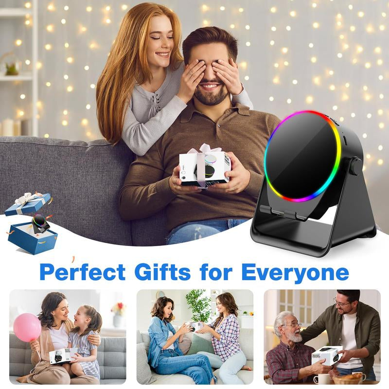 Wireless Induction Speaker, Cell Phone Stand with Bluetooth Speaker, Stereo Sound, RGB Ambient Light,Portable Desktop Stand Gift for Home Audio Device Smartphone