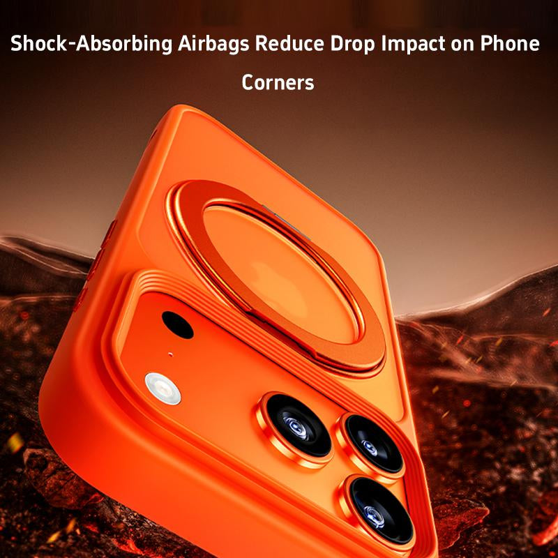Iphone 17 Pro Max Case Military-Grade Drop Protection Magsafe Compatible 360° Rotating Stand Crystal Clear PC Shell with 360° Ring Stand & Airbag Protection Anti-Fall Shockproof Cover Protective Casing Magnetic Protector Transparent Acrylic Cover Magsafe