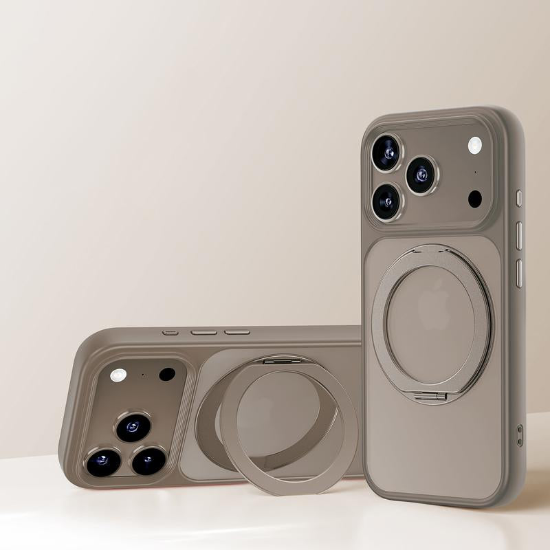 Iphone 17 Pro Max Case Military-Grade Drop Protection Magsafe Compatible 360° Rotating Stand Crystal Clear PC Shell with 360° Ring Stand & Airbag Protection Anti-Fall Shockproof Cover Protective Casing Magnetic Protector Transparent Acrylic Cover Magsafe